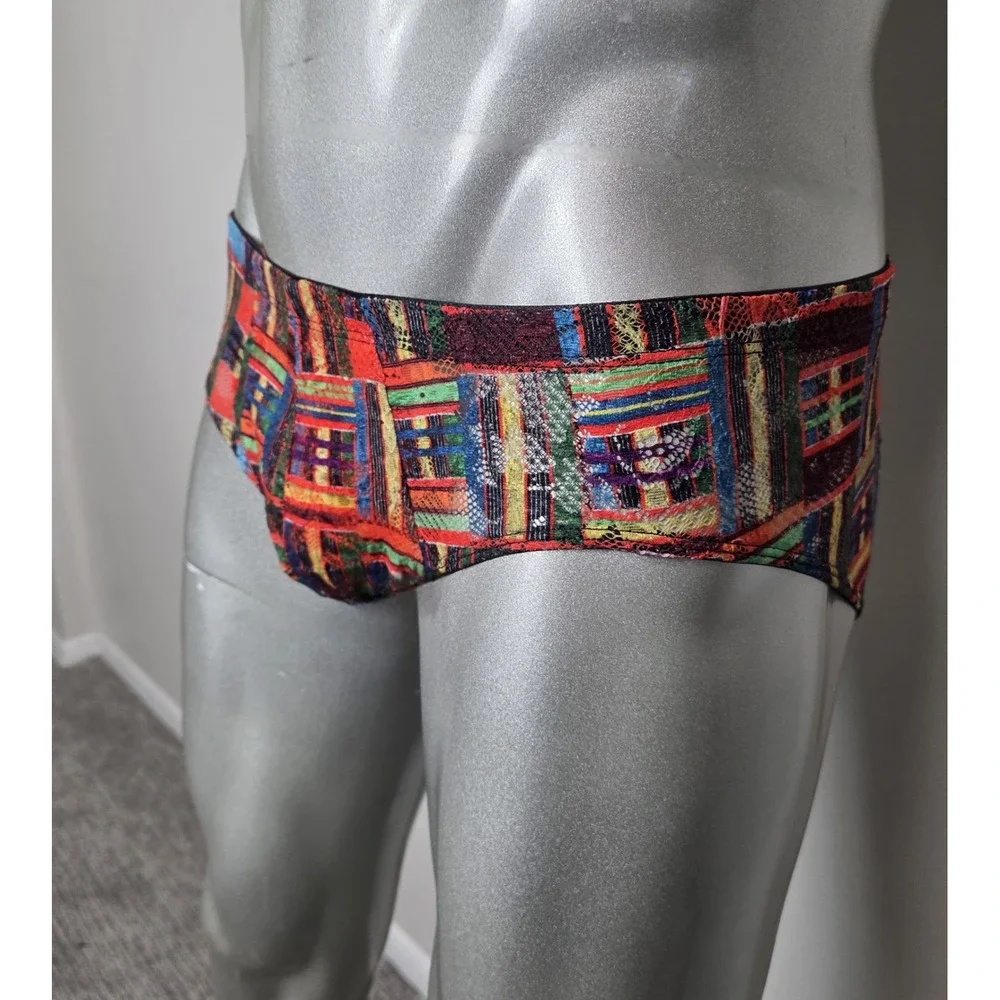 Cosabella Mens Briefs‎ Multi Color Geometric Mosaic Print Low Rise Underwear NEW